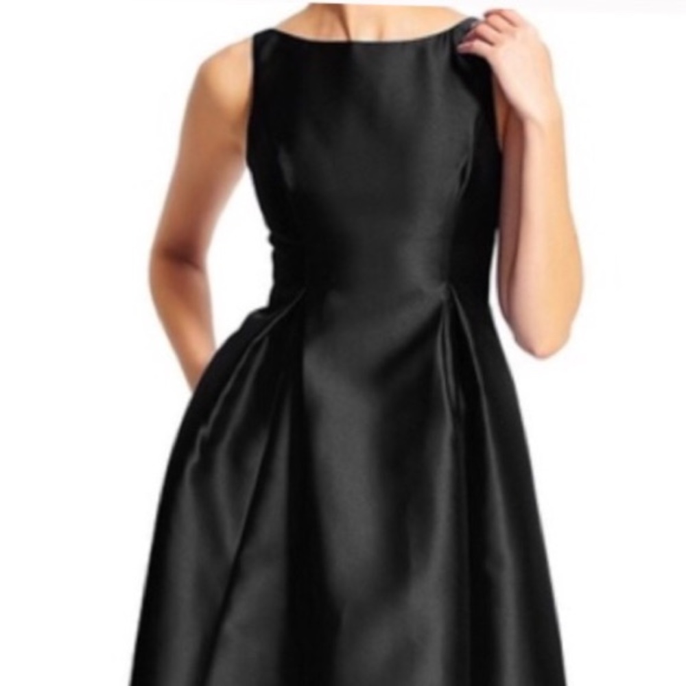 Black Satin Adrianna Papell Arcadia High Low Gown